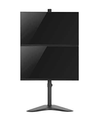 Jin Office Vertical Dual Monitor Stand With 13-32" Support| 3 year Warranty| 20kg Total Weight Capacity| Height Adjustable Dual Monitor Arm Vertical| Freestanding Base |Tilt, Rotation, Swivel Features