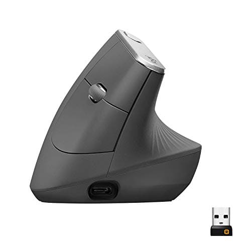 Logitech MX Vertical Advanced Ergonomic Mouse, Wireless via Bluetooth or Included USB Receiver