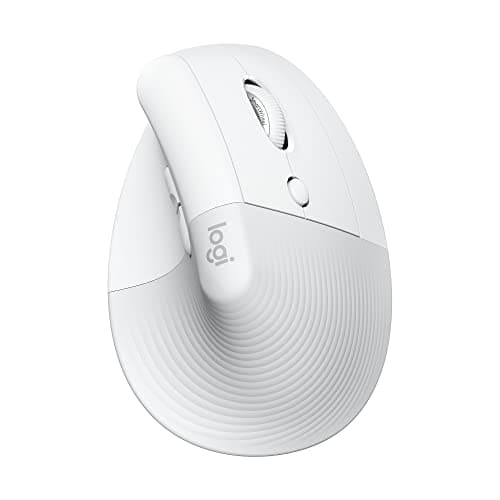 Logitech Lift Vertical Ergonomic Mouse, Wireless, Bluetooth or Logi Bolt USB receiver, Quiet clicks, 4 buttons, compatible with Windows/macOS/iPadOS, Laptop, PC - Pale Grey