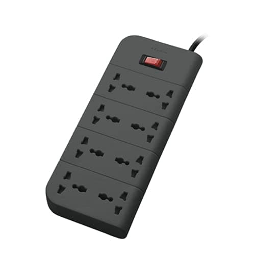 Belkin 8-Socket Extension Board with Surge Protector Universal Socket with 6.5Ft (2-Meter) Heavy Duty Cable Overload Protection, Comes with 5 Years Manufacturer Warranty, Grey Color, 220 Volts