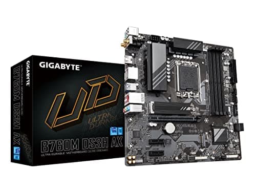 GIGABYTE B760M DS3H AX (LGA 1700/ Intel/ B760/ M-ATX/ DDR5/ 2* M.2/ PCIe 4.0/ USB 3.2 Gen 2 Type-C/2.5GbE LAN/Q-Flash Plus/PCIe EZ-Latch/Motherboard)