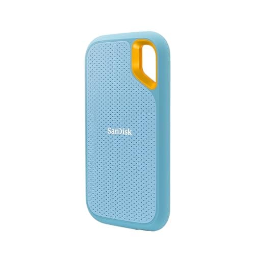 SANDISK Extreme 1TB Portable External SSD, 1050MB/s R, 1000MB/s W, 3m Drop Protection, IP65 Water/dust Resistant, PC,MAC & TypeC Smartphone Compatible, 5Y Warranty, SkyBlue Color