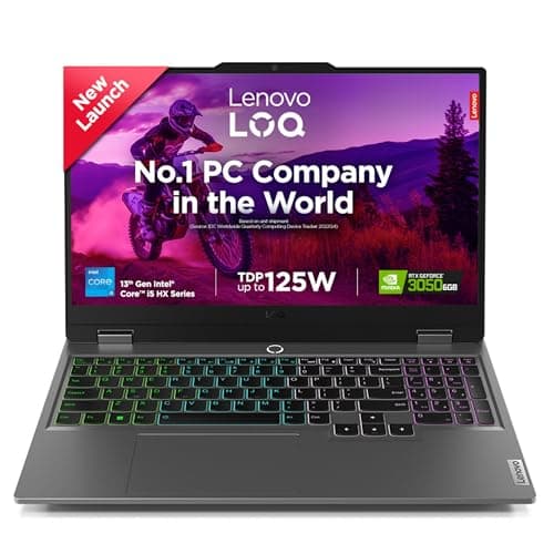 Lenovo LOQ, Intel Core i5-13450HX, 13th Gen, NVIDIA RTX 3050-6GB, 16GB RAM, 512GB SSD, FHD 144Hz 300Nits, 15.6"/39.62cm, Windows 11, MS Office 21, Grey, 2.4Kg, 83DV00BHIN, 100% sRGB Gaming Laptop