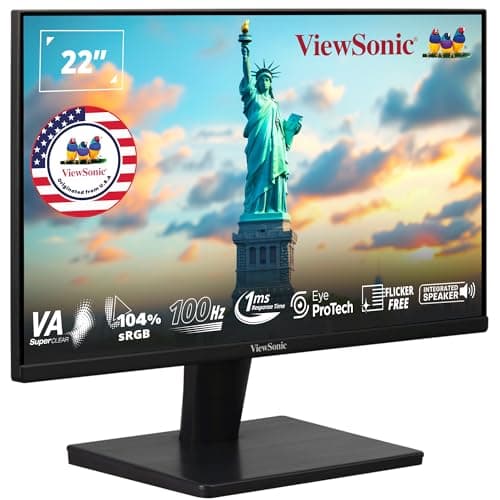 ViewSonic VA2215-MH 55.88 Cm (22") FHD Monitor |100 Hz |1ms Response Time,Flicker Free, Eyecare Technology, Low Power Consumption, SRGB104%, AMD Freesync with HDMI & VGA Port.