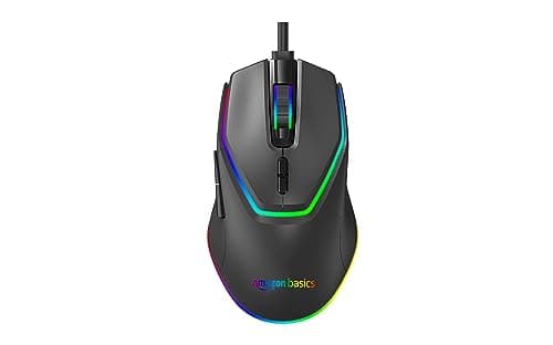 amazon basics RGB Gaming Wired Mouse with 7 programmable Buttons I 13+1 Modes RGB Light I 1.5 Braided Cable I 7200 DPI