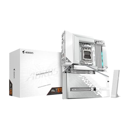 GIGABYTE X870 AORUS Stealth ICE Reverse-Connect ATX Motherboard, Support AMD Socket AM5 Processors, DDR5, 16+2+2 Power Phase, 4X M.2, PCIe 5.0, USB4, WIFI7, 5GbE, PCIe EZ-Latch Plus, 5 Year Warranty