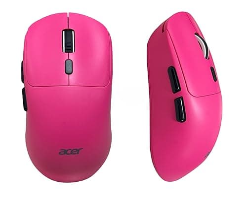 Acer PopGo Wireless Gaming Mouse | 2.4G+BT5.4 Dual Mode | 500mAh Rechargeable Battery | Adjustable DPI Upto 6400 | Silent | 6 Buttons+Scroll Wheel | 10m Range | Windows, Mac Compatible – Rose Red
