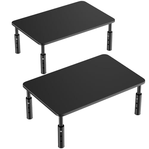 ELV Direct Monitor Stand for Desk, Monitor Stand Riser Height Adjustable, Laptop Stand for Desk, for Monitors 24",27",29" and 32" Inch, Laptop, PC, Printer, Desk Organizer (Pack of 2)