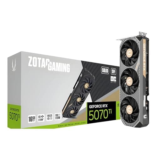 ZOTAC Gaming GeForce RTX 5070 Ti Solid SFF OC Graphics Card - Black | 16 GB | GDDR7 | Advanced Cooling | Triple Fan | White LED | ZT-B50710J3-10P | Only Graphics Card with 5 Year Warranty
