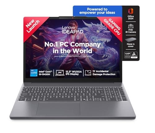 Lenovo IdeaPad Slim 3 13th Gen Intel Core i5-13420H 15.3 inch (38.8cm) WUXGA IPS Laptop (16GB RAM/512GB SSD/Windows 11/Office 2024/Top Metal Cover/Backlit KB/Luna Grey/1.6Kg), 83K101JDIN