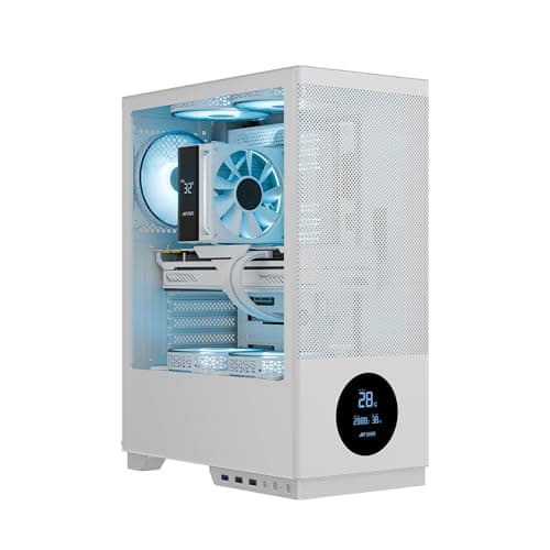 Ant Esports X2 LCD Mid-Tower Computer Case/Gaming Cabinet - White | Support ATX, M-ATX, M-ITX | Pre-Installed 3 ARGB Fans