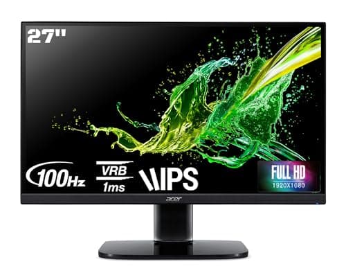 Acer KA270 E 27 Inch IPS Full HD LCD Monitor with LED Back Light I 1MS VRB 100Hz Refresh Rate I AMD Free Sync I Zero Frame Design I 99% sRGB I 1 x VGA 1 x HDMI with Inbox HDMI Cable I Eye Care Feature