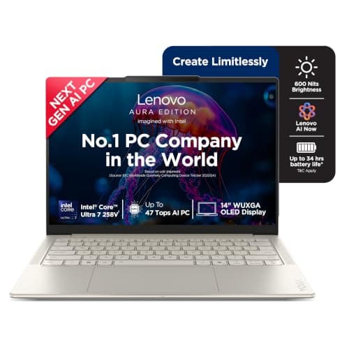 Lenovo Yoga Slim 7 Aura Edition Intel Evo Core Ultra 7 258V (32GB RAM/1TB SSD/14 (35.5cm)/WUXGA OLED/Copilot+ PC/Windows 11/MSO 365 Basic+Office 2024 AI Now/Seashell/1.19Kg), 83JX00EUIN