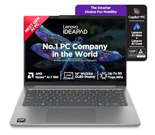 Lenovo IdeaPad Slim 5 AMD Ryzen AI 7 350 (24GB RAM/1TB SSD/14 (35.5cm)/WUXGA OLED AI Now/Copilot+ PC/Windows 11/MSO 365 Basic+Office 2024/1Yr ADP Free/Grey/1.4Kg), 83HX009DIN AI Laptop
