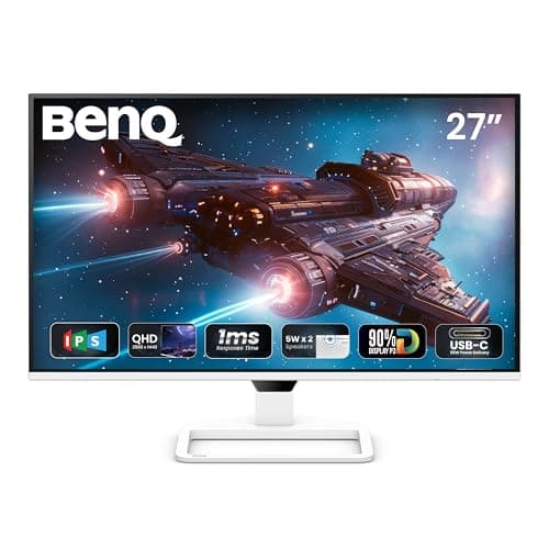 BenQ EW270Q 27" (68.58 cm) 2K QHD 200Hz IPS Gaming Monitor | HDRi|1200:1 Contrast|90% P3 Gamut|350 nits|Built-in-Speakers(5W X2)|AMD FreeSync Premium|USB-C (65 W), HDMI|Game Color Mode(White)