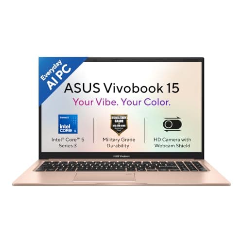 ASUS Vivobook 15 (2026),Intel Core 5 320 (Series 3-Latest Gen),Fingerprint Sensor,Intel iGPU,16GB/512GB,FHD,15.6"(39.6 cm),Win 11,M365 Basic(1Y),Office 24,Terra Cotta,1.7 Kg,X1504MA-BQ426WS, AI Laptop