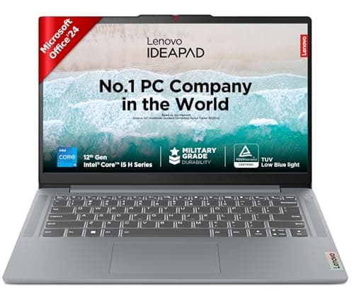 Lenovo IdeaPad Slim 3, Intel Core i5-12450H, 12th Gen, 16GB RAM, 512GB SSD, FHD, 14"/35.5cm, Windows 11, MS Office Home 2024, Grey, 1.37Kg, 83EQ0072IN, 3 mon. Game Pass Laptop
