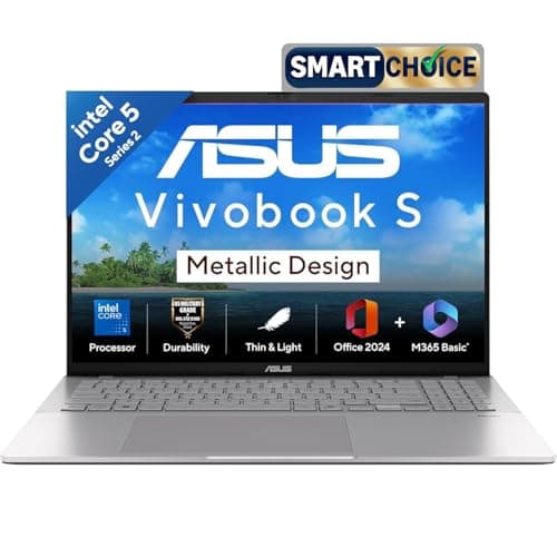 ASUS Vivobook S16,14th Gen, Intel Core 5-210H,Metallic Design Laptop(Intel UHD iGPU/16GB RAM/512GB SSD/FHD+/16"/144Hz/Windows 11/M365 Basic(1Year)*/Office Home 2024/Silver/1.7Kg) S3607VA-RP114WS