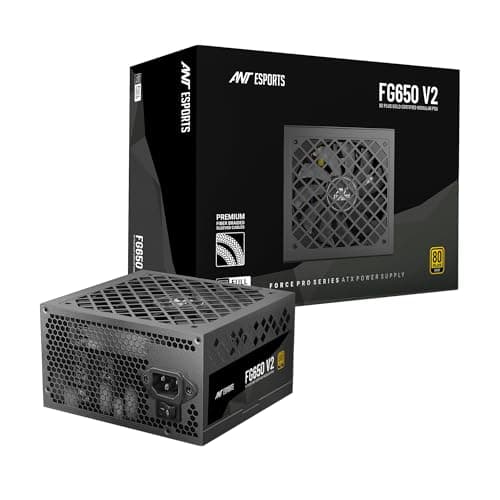 Ant Esports FG650 V2 Power Supply Unit — 650W, 80 Plus Gold Certified, Fully Modular, Braided Nylon Cables, Active PFC, RTX 40 & RX 7000 Series Compatible, Gaming PSU