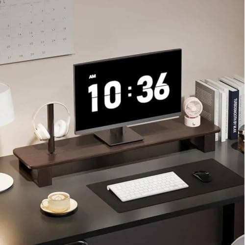Amazon Brand - Umi Walnut Monitor Stand - Modern Desktop Riser, Monitor Raised Shelf Screen Support Stand Office Laptop Cooling Storage Holders Perfect for Home Offices, Gaming Setups (60 cm)