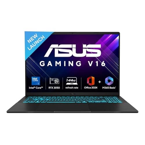 ASUS Gaming V16 (2025), Intel Core 5 210H (i5-14th Gen), RTX 3050-6GB, 16GB RAM, 512GB SSD,FHD+, 16", 40 cm, Windows 11, M365 Basic(1Y) Office24, Matte Black, 1.95 Kg, V3607VJ-RP134WS, Gaming Laptop