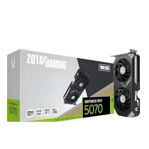 ZOTAC Gaming GeForce RTX 5070 Twin Edge Graphics Card - Black | 12 GB | DLSS 4 | GDDR7 | 192 bit | IceStorm 2.0 Advanced Cooling | Dual Fan | SFF Ready | Metal Backplate | ZT-B50700E-10P