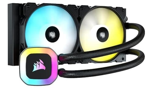 Corsair H100 RGB Liquid CPU Cooler - 240mm AIO - SP120 RGB Elite Fans - Fits Intel LGA 1200/115X/2066, AMD AM4 - Motherboard ARGB Adapter Included - Black