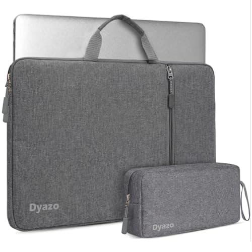 Dyazo 15.6 Inch Laptop Sleeve with Charger Pouch | Front Pocket with Handle Water Resistant Sleeve Case | Compatible for MacBook, HP, Dell, Acer, Asus, Microsoft, Samsung and Other Notebooks (Grey)