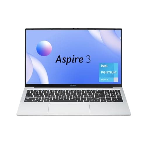 acer Aspire 3, Intel Pentium N6000, 12GB LPDDR4X RAM, 512GB SSD, HD, 15.6"/39.62cm, Windows 11 Home, Pure Silver, 1.5KG, A325-45, Thin and Light Laptop