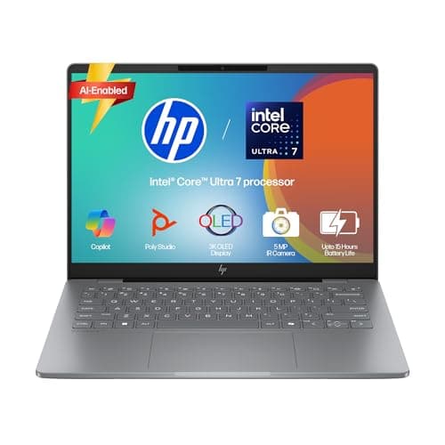 HP OmniBook 7 OLED (Previously Pavilion Plus), Intel Core Ultra 7 255H (32GB LPDDR5,1TB SSD) 3K,0.2 ms, 14''/35.6cm, Win11, M365, Office24, Meteor Silver,1.5kg, fr0116TU, 5MP Camera, Backlit AI Laptop