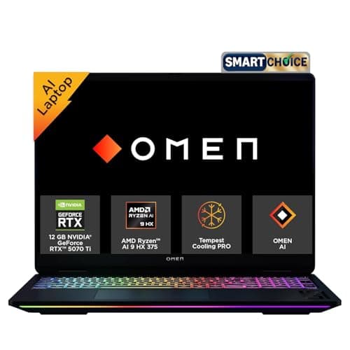 HP Smartchoice Omen 16 Max, AMD Ryzen AI 9 HX 375, 12GB RTX 5070 Ti, 32GB DDR5, 1TB SSD, 2K,165Hz, 400 nits,3ms, IPS, 16''/40.6cm, Win11,Office24, Shadow Black, 2.71kg, ak0070ax, RGB Gaming Laptop