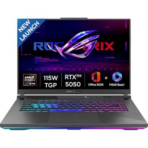 ASUS ROG Strix G16, AMD Ryzen 9 8940HX, RTX 5050-8GB,16GB RAM,1TB SSD,FHD+,16",165Hz,90Whr,Windows 11,M365 Basic (1Year)*,Office Home 2024,Eclipse Gray,2.5 Kg, G614PH-RV033WS, Gaming Laptop