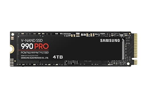 Samsung 990 PRO SSD 4TB PCIe 4.0 M.2 2280 Internal Solid State Hard Drive, Seq. Read Speeds Up to 7,450 MB/s for High End Computing, Gaming, and Heavy Duty Workstations, MZ-V9P4T0B, Black