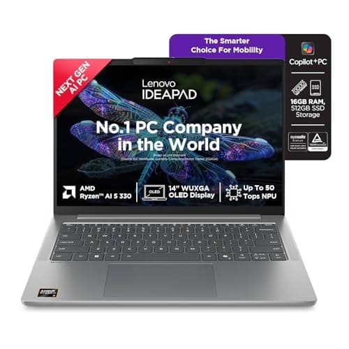 Lenovo IdeaPad Slim 5 AMD Ryzen AI 5 330 (16GB RAM/512GB SSD/14 (35.5cm)/WUXGA IPS/Copilot+ PC/Windows 11/Office Home 2024/Backlit Keyboard/1Yr ADP Free/Grey/1.4Kg), 83HX008XIN AI Laptop