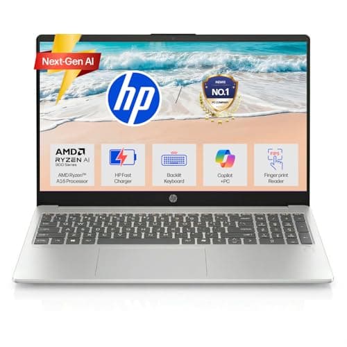 HP OmniBook 3, AMD Ryzen AI 5 330 (24GB DDR5 RAM, 1TB SSD) FHD, Anti-Glare, 15.6''/39.6cm, Win11, Office24, Glacier Silver,1.7kg, fn0074AU, FHD Camera w/Shutter, FPR, Backlit KB, Next Gen AI Laptop