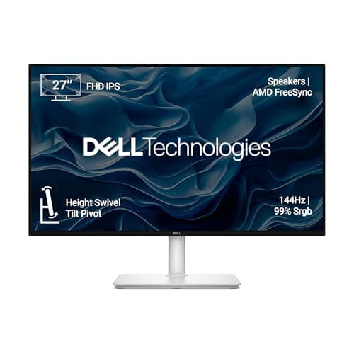 Dell S2725HSM 27"/68.58cm FHD Monitor|Ash White|144Hz Refresh|99% Srgb, 300 cd/m2 Brightness|IPS Panel, 1ms|Contrast 1500:1, 2xHDMI, Built-in 3W Dual Speakers, Warranty 3 Years, Ergonomic|AMD FreeSync