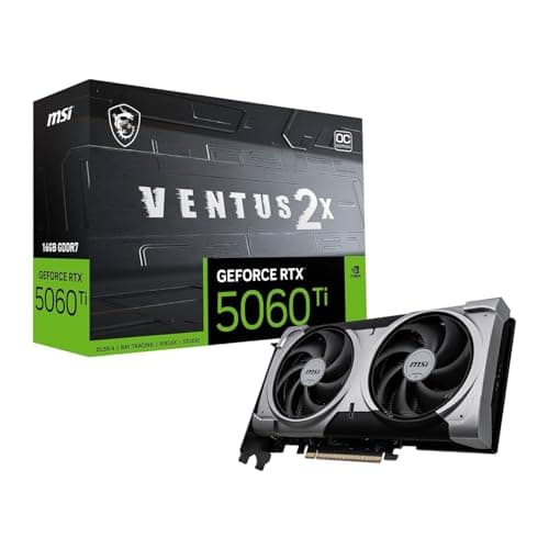 POWERTZ GeForce RTX 5060 Ti 16G Ventus 2X OC Plus Graphic Card - NVIDIA GeForce RTX 5060 Ti GPU, 16GB GDDR7 128-bit Memory, 28 Gbps, PCI Express Gen 5 x16 Interface, Upto 2602 MHz, STORMFORCE Fan e79P
