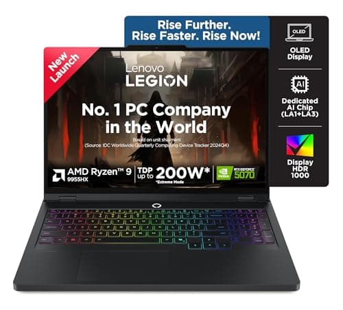 Lenovo Legion Pro 5 2025 AMD Ryzen 9 9955HX | NVIDIA RTX 5070 8GB (32GB RAM/1TB SSD/WQXGA OLED/165Hz/16 (40.6cm)/Windows 11/Office 2024+AI Now/Black/2.3Kg), 83F20036IN AI Powered Gaming Laptop