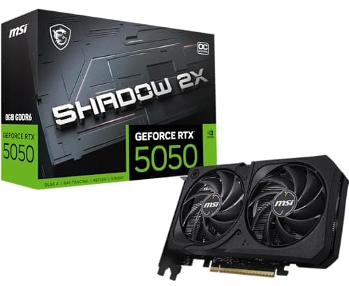 MSI Gaming RTX 5050 8G Shadow 2X OC Graphics Card (8GB GDDR6,128-bit, Extreme Performance: 2617MHz, DisplayPort x3 2.1a, HDMI 2.1b, NVIDIA Blackwell Architecture)