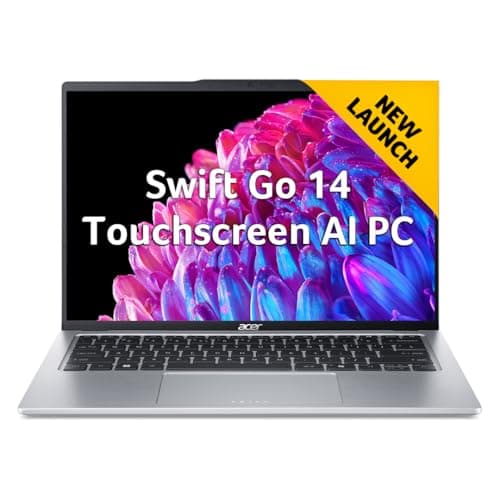 acer Swift Go 14, Intel Core Ultra 5-125H, 16GB RAM, 512GB SSD, WUXGA IPS 14"/35.56cm, Touchscreen, Windows 11, MS Office, Pure Silver, 1.3Kg, SFG14-73T, 1440p Camera with Shutter AI Powered Laptop