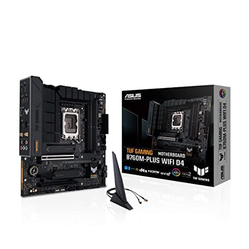 ASUS TUF Gaming B760M-PLUS WiFi (LGA 1700) mATX Motherboard, PCIe 5.0, 2 M.2 Slots, 12+1 DrMOS, DDR4, 2.5Gb Ethernet, Wi-Fi 6, HDMI, DisplayPort, Rear & Front USB Support, Thunderbolt Support