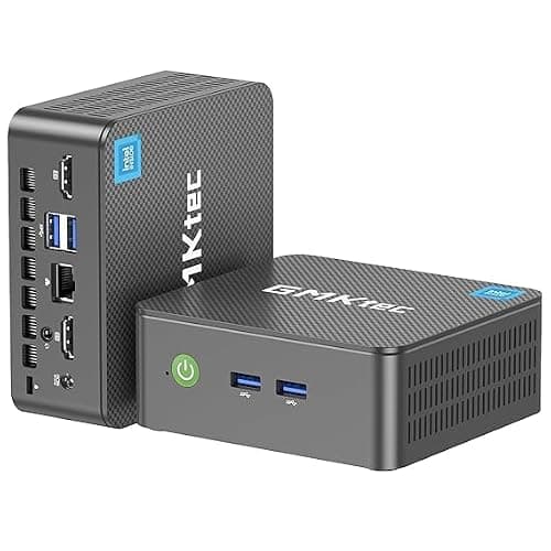 GMKtec Mini PC, Intel Twin Lake N150 (Upgraded N100), 8GB DDR4 RAM 256GB PCIe M.2 SSD, Desktop Computer 4K Dual HDMI/USB3.2/WiFi 6/BT5.2/2.5GbE RJ45 for Office, Business