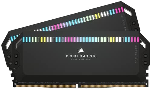 Corsair Dominator Platinum RGB DDR5 32GB (2x16GB) 6000MHz C36 Intel Optimized Desktop Memory (Onboard Voltage Regulation, Patented CORSAIR DHX Cooling, 12 Ultra-Bright CAPELLIX RGB LEDs) Black