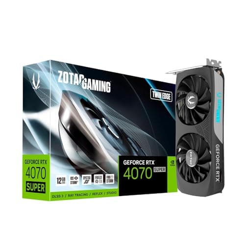 ZOTAC Gaming GeForce RTX 4070 Super Twin Edge 12 GB GDDR6X Graphics Card | 192-bit 21 Gbps Upto 2475 MHz GPU | 3 DP 1 HDMI PCI Express 4.0 16x Interface | 5 Years (3 + 2 Years Extended Warranty)