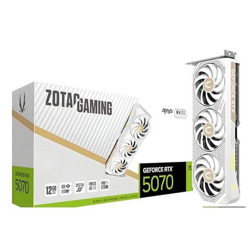 ZOTAC Gaming Geforce RTX 5070 AMP Graphics Card - White Edition | 12 GB | DLSS 4 | GDDR7 | Icestorm 2.0 Advanced Cooling | Triple Fan| RGB | ZT-B50700FQ-10P | Only Graphics Card with 5 Year Warranty