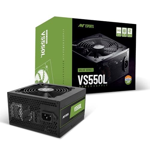 Ant Esports VS550L Non Modular High Efficiency Gaming Power Supply/PSU with 120mm Hydraulic Low-Noise Fan for Efficient Heat Dissipation