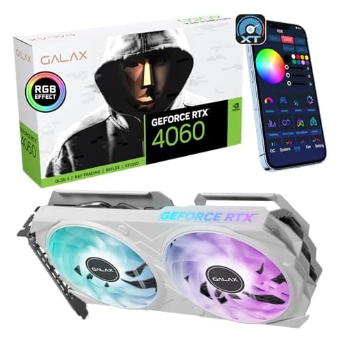 Galax GeForce RTX™ 4060 EX White 1-Click OC Graphics Card | Up to 2580 MHz, 8GB GDDR6, 128-bit, 3 x DisplayPort 1.4a, HDMI 2.1, PCI-E 4.0, NVIDIA DLSS 3 | 2X AI & Ray Tracing Performance
