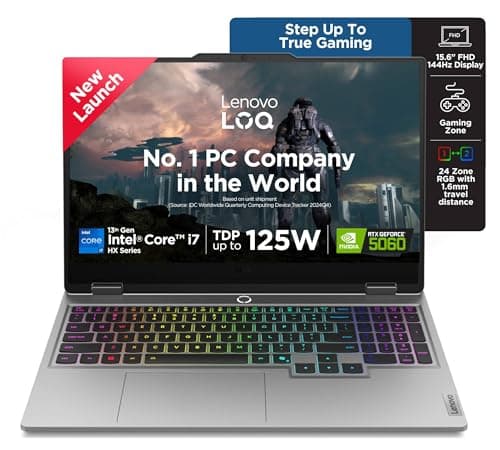 Lenovo LOQ Intel Core i7-13650HX | NVIDIA RTX 5060 8GB (16GB RAM/1TB SSD/144Hz Refresh Rate/572 AI TOPS/15.6" (39.6cm)/Windows 11/Office 2024/Grey/2.4Kg), 83JE01F0IN Gaming Laptop