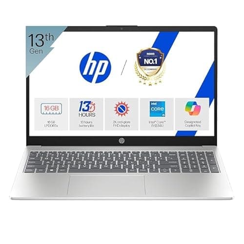 HP OmniBook 5 (Previously Pavilion),13th Gen Intel Core i5 1334U (16GB LPDDR5X,512GB SSD) 2K, WUXGA,IPS,300 nits,16''/40.6cm Touchscreen, Win11, M365, Office24, Silver,1.79kg,ba1789TU,IR Camera Laptop