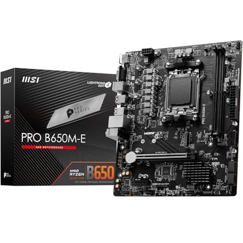 MSI PRO B650M-E Motherboard, Micro-ATX - Supports AMD Ryzen 9000/8000/7000 Series Processors, AM5 - DDR5 Memory Boost 6800+MHz/OC, 1 x PCIe 4.0 x16, 1 x M.2 Gen4